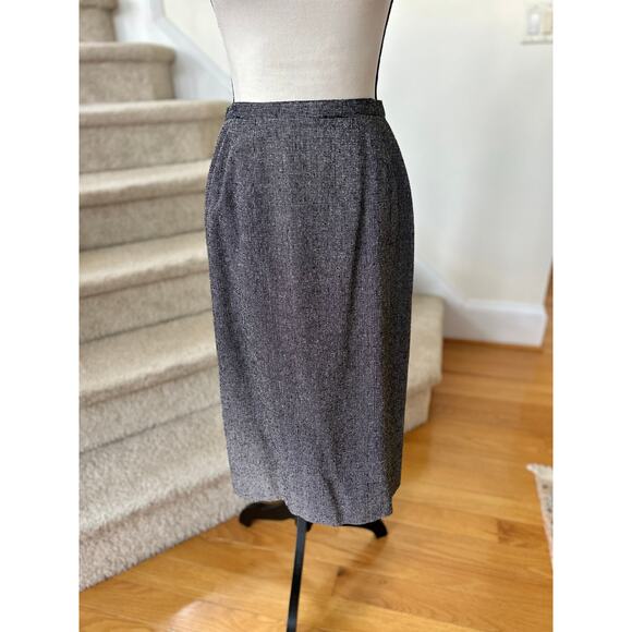 Vintage Ann May Black & White Micro Dot Silk Skirt Short Top Set Old Money - Picture 5 of 14